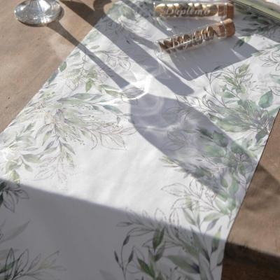 1 Chemin de table feuillage nature Champêtre 28cm x 3m (blanc, doré or et vert) REF/8424