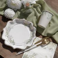 8425 decoration serviette de table feuillage vert naturel champetre en papier