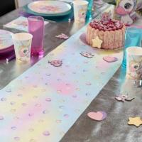 8449 chemin de table fete anniversaire enfant fee et licorne multicolore