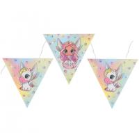 8451 banderole fanion fete anniversaire enfant licorne et fee multicolore