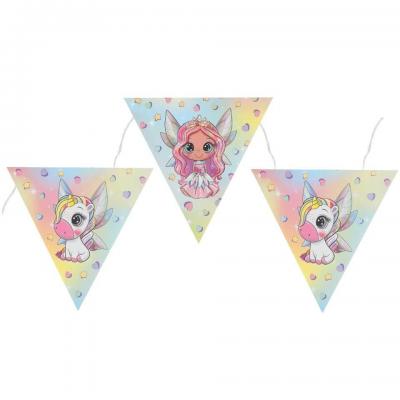 1 Banderole fête anniversaire enfant multicolore 5m REF/8451 Thème fée & Licorne