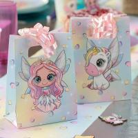 8452 decoration sachet bonbon fete anniversaire enfant fee et licorne multicolore