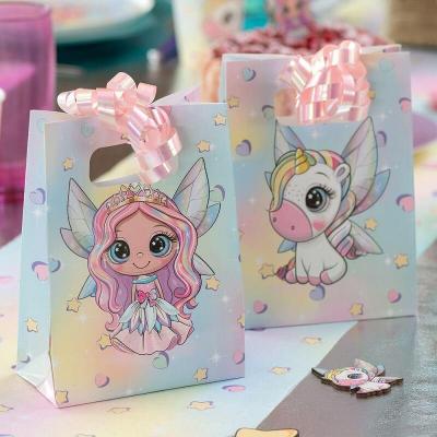 8452 decoration sachet bonbon fete anniversaire enfant fee et licorne multicolore