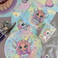 8459 serviette de table papier fete anniversaire licorne et fee