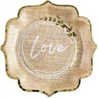 8491 decoration assiette carton mariage st valentin love naturel champetre