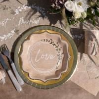 8493 decoration serviette de table papier naturel champetre mr et mrs coeur mariage