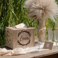 8495 decoration tirelire urne mariage love bois naturel mr et mrs