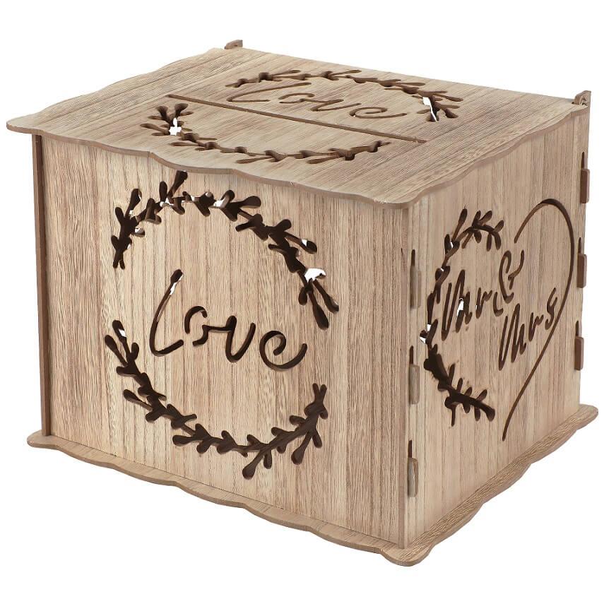 Tirelire urne en bois Love Mr & Mrs Bois REF/8495