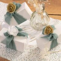 8515 confection de dragee chocolat ruban vert eucalytpus