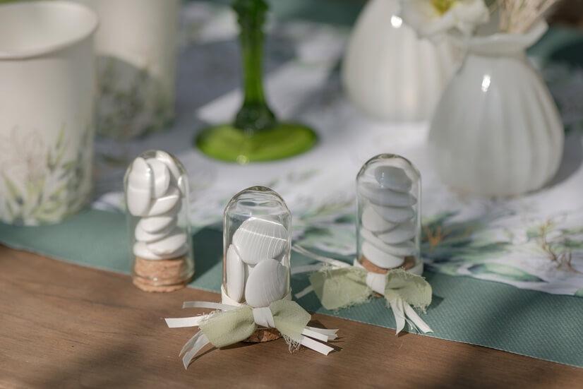 8515 confection de dragee ruban vert sauge olive crepe