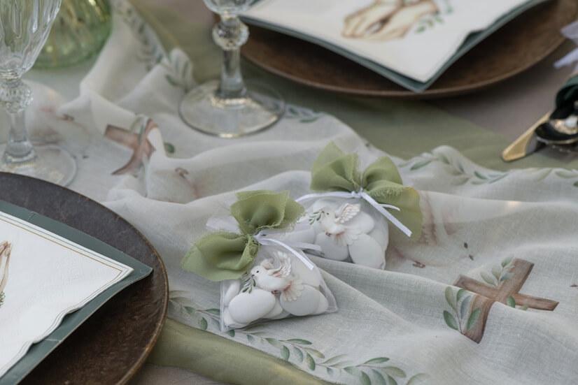 8515 decoration bobine ruban vert sauge olive crepe