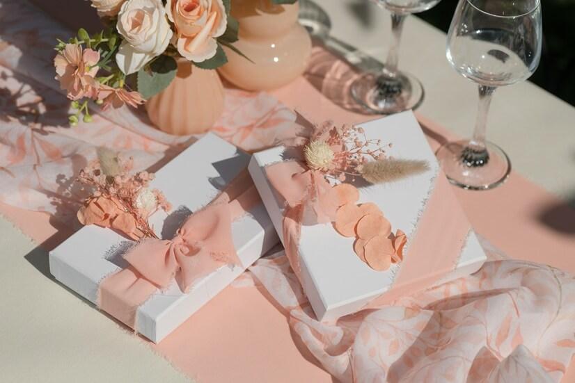 8515 decoration ruban peche crepe