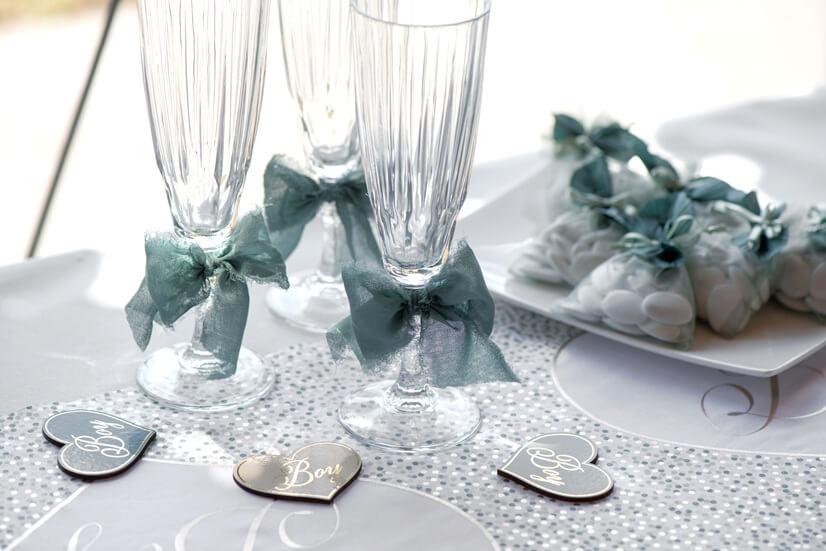 8515 decoration ruban vert eucalyptus crepe