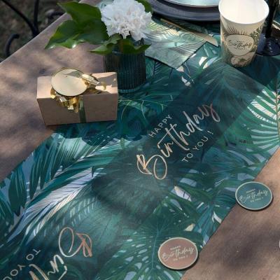 1 Chemin de table anniversaire Jungle tropicale: Happy Birthday 28cm x 3m REF/8529