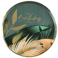 8532 assiette ronde carton anniversaire jungle chic happy birthday