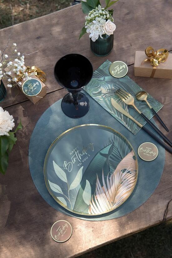 8532 assiette ronde en carton anniversaire jungle chic happy birthday