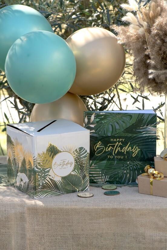 8542 tirelire urne jungle chic tropical anniversaire haopy birthday