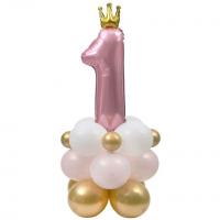 8547 decoration centre ballon fete anniversaire 1an rose blanc dore or metallique