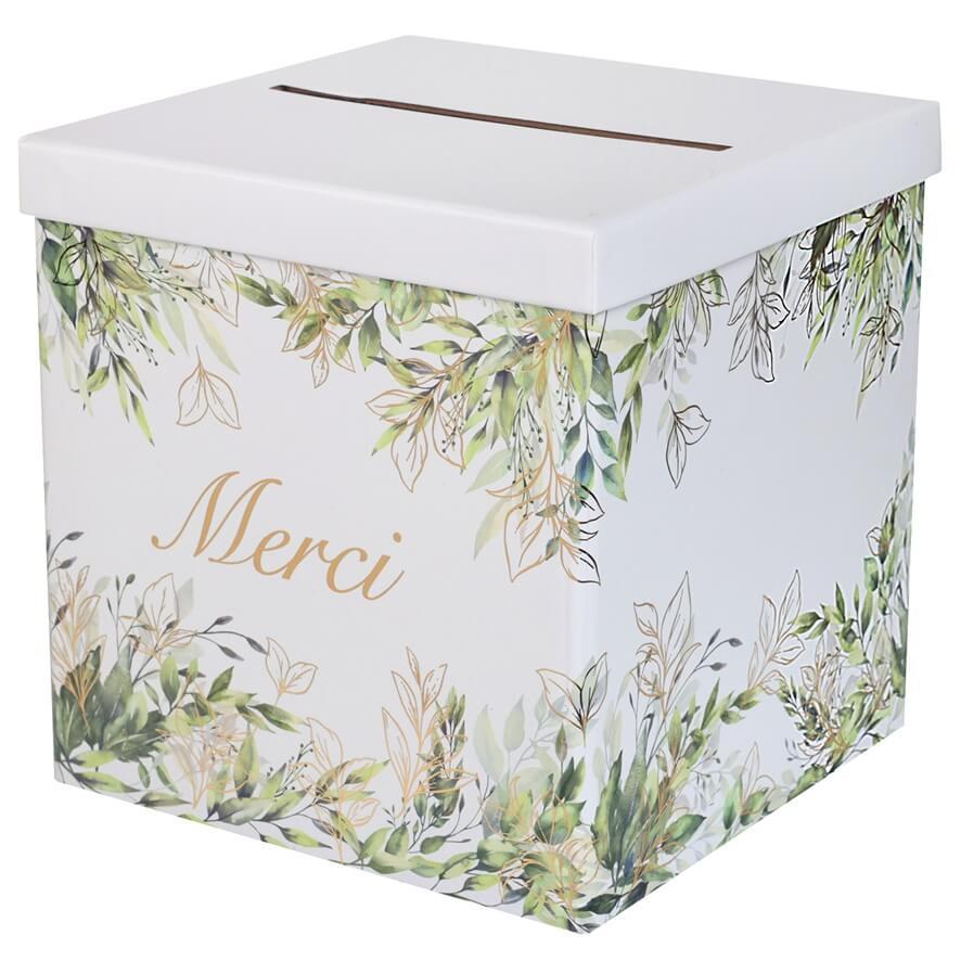 8556 tirelire urne feuillage vert nature champetre merci