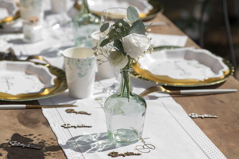 8560 decoration vase dame jeanne en verre vert eucalyptus