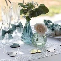 8564 decoration vase diamant bleu canard en verre