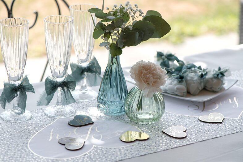 8564 decoration vase diamant bleu canard en verre