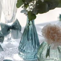 8564 decoration vase diamant bleu canard verre