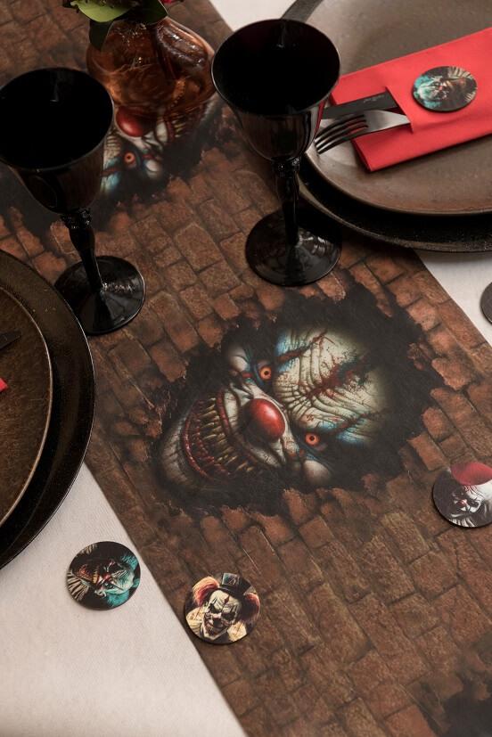 8592 decoration fete halloween chemin de table clown tueur