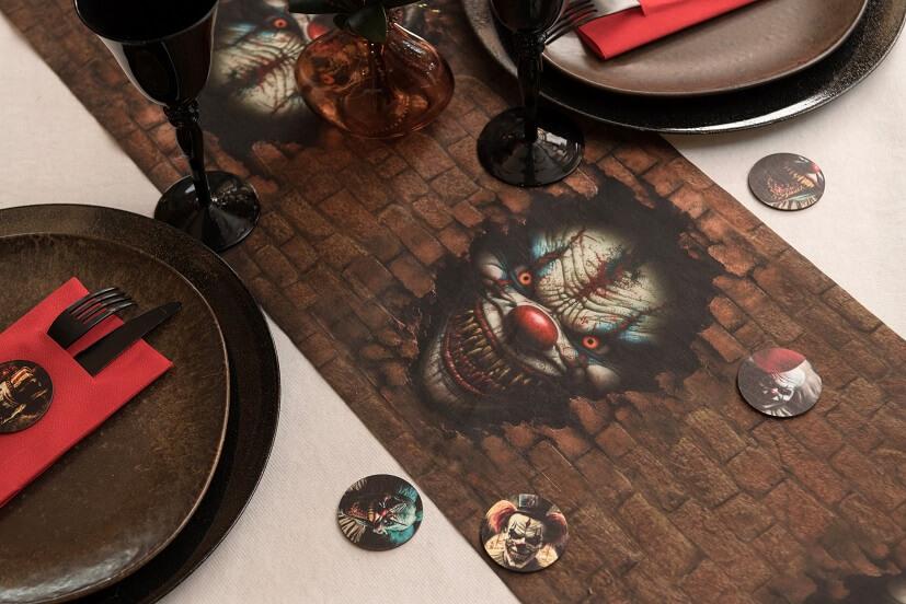 8592 decoration halloween chemin de table clown tueur