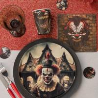 8593 decoration fete halloween serviette de table clown tueur