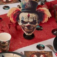 8597 decoration fete halloween centre de table bois clown tueur