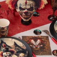 8597 decoration halloween centre de table en bois clown tueur