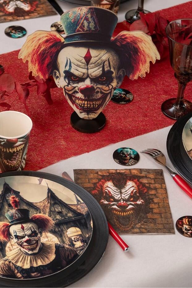 8597 decoration halloween centre de table en bois clown tueur