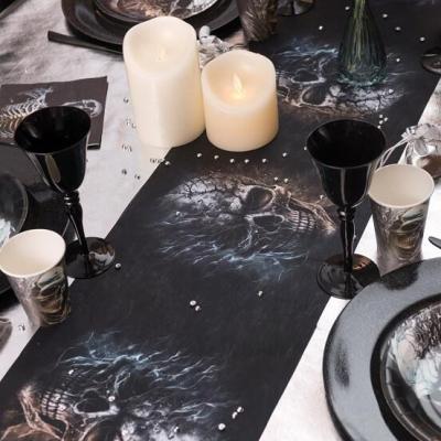 8598 decoration chemin de table halloween crane hante