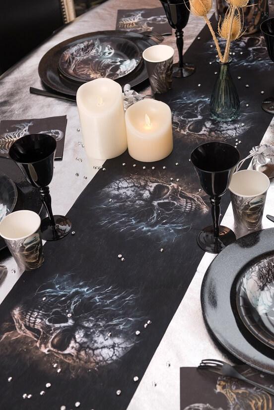 8598 decoration chemin de table halloween crane