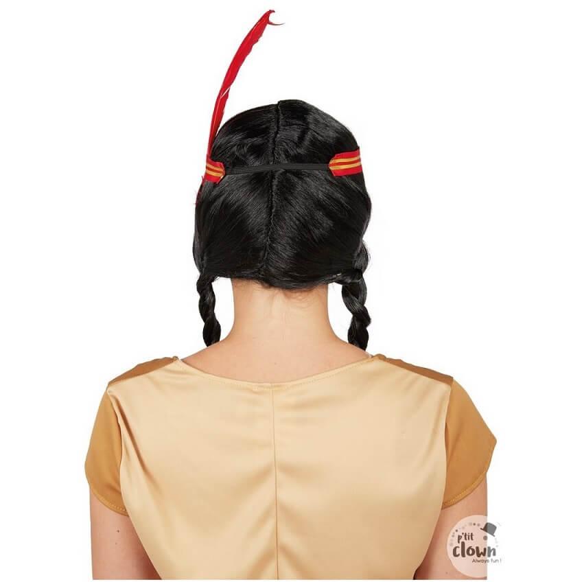 86009 accessoire de deguisement perruque noire adulte indienne avec bandeau a plumes