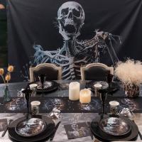 8602 decoration halloween toile de fond photo squelette lugubre