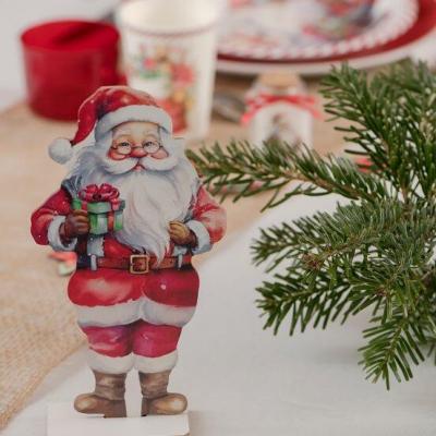 8655 centre de table pere noel en bois