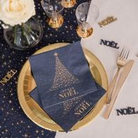 8660 serviette de table papier 3 plis joyeux noel bleu marine dore or metallise