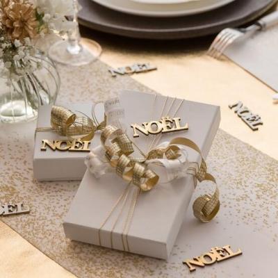 8663 decoration de table a parsemer noel blanc dore or metallique