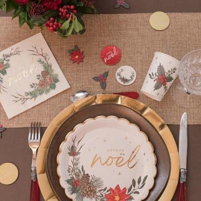 8676 serviette de table papier 3 plis noel sous bois decoration florale