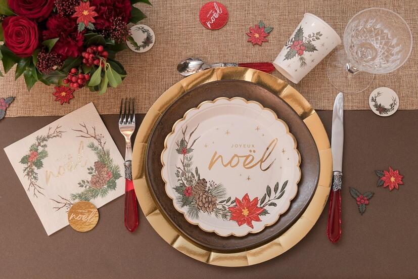 8677 assiette en carton ronde joyeux noel sous bois