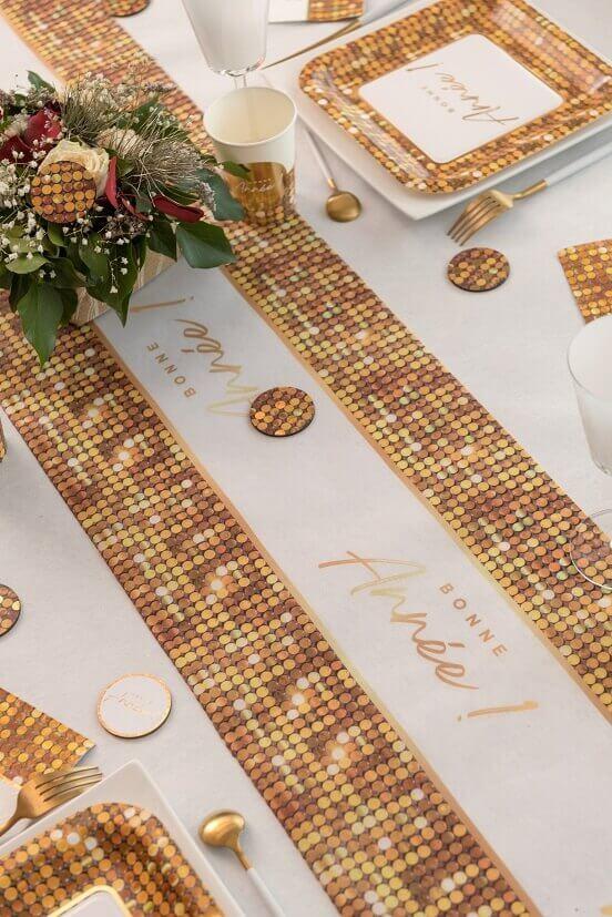 8681 decoration chemin de table bonne annee disco