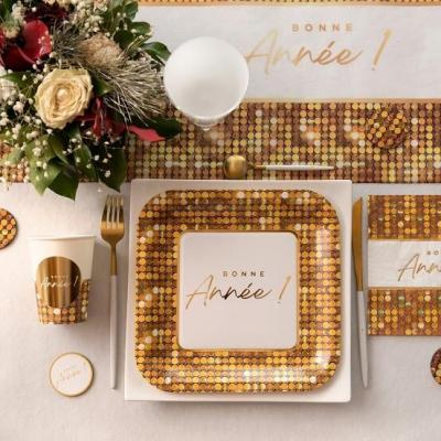 8682 serviette de table en papier 3 plis bonne annee disco