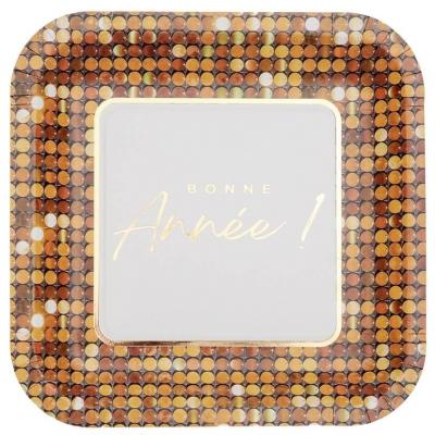 8683 assiette carree carton bonne annee disco