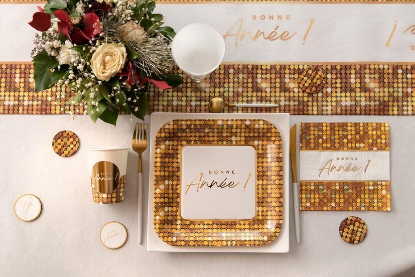 8683 decoration assiette carton bonne annee disco