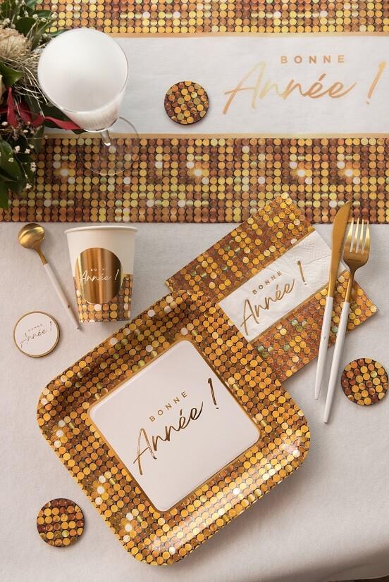 8683 decoration de table assiette carton bonne annee disco