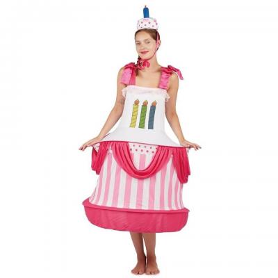 Costume Gâteau d'Anniversaire rose REF/86899 (Déguisement adulte femme taille unique)