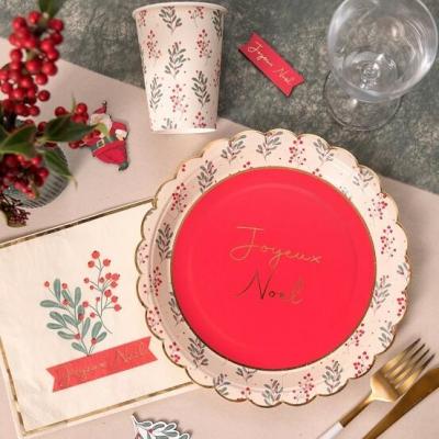 8701 serviette de table papier 3 plis houx de noel