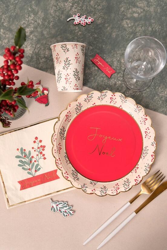 8702 decoration de table assiette ronde carton houx de noel
